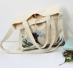 Raged Sheep Fashion Cotton Grocery Tote Shopping Bags Folding Shopping Cart Eco Grab Reusable Bag With Sea Wave Print