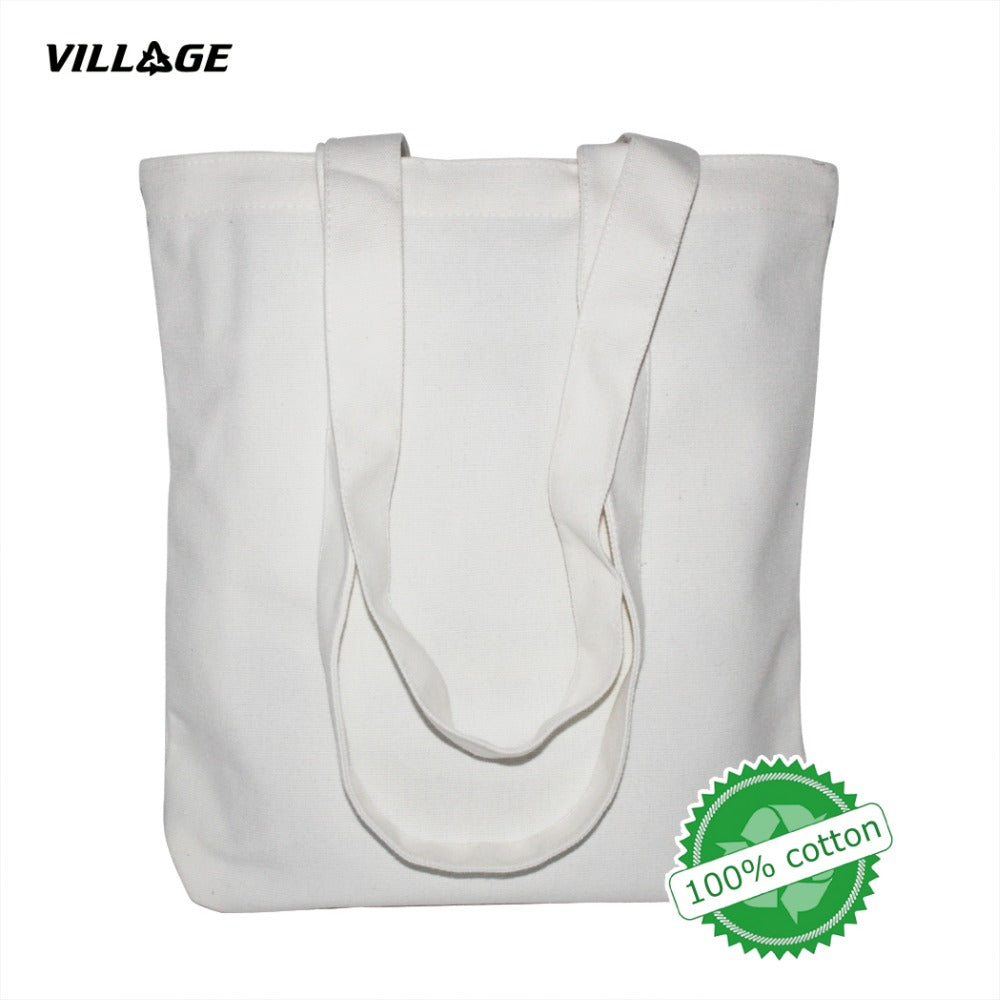 VILLGE High-Quality Women Men Handbags Canvas Tote bags Reusable Cotton grocery Shopping Bag Webshop Eco Foldable Shopping Cart