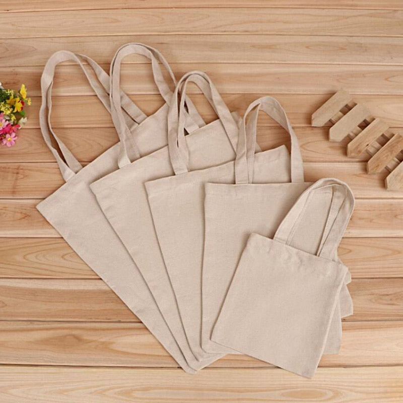 5 Sizes Pure Color Linen Grocery Foldable Bag Shopping Storage Reusable Eco Tote Bag Handbag Casual Shopping Bag