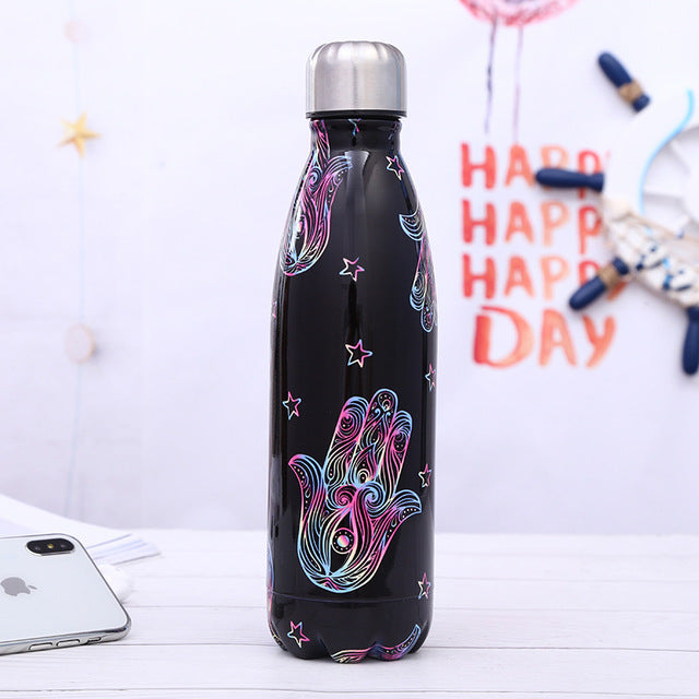 Stainless Steel Thermos Vacuum Flask Bottle 500ml Coffee Milk Cup Lovers Gradient Color Outdoor Travel Sport Hot Water Bottles