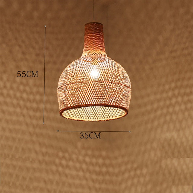 Vintage Bamboo Art Pendant Lights Wood Wicker Chinese Pendant Lamp Suspension Home Indoor Dining Room Kitchen Fixtures Luminaire