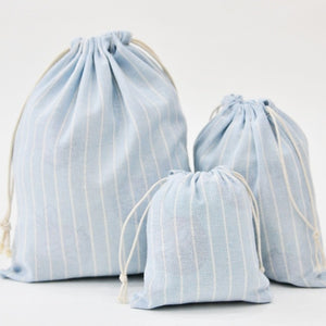 New Hot Retro Women Cotton Drawstring Shopping Striped Bag Fashion Eco Reusable Folding Grocery Cloth Underwear Pouch Case