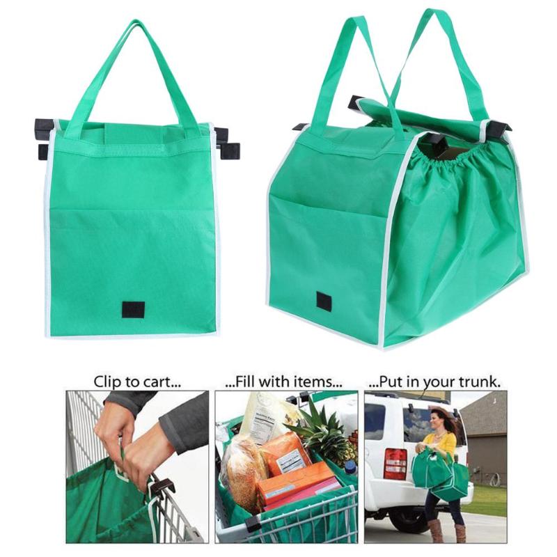 1pc Cart Trolley Supermarket Shopping Bag Grocery Grab Shopping Bags Foldable Tote Eco-friendly Reusable Supermarket Bags