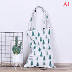 1PCS Cotton Linen Eco Shopping Tote Shoulder Bag Fashion Durable Cactus Tree Printed Shopping Bags 30*42cm