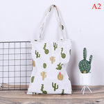 1PCS Cotton Linen Eco Shopping Tote Shoulder Bag Fashion Durable Cactus Tree Printed Shopping Bags 30*42cm