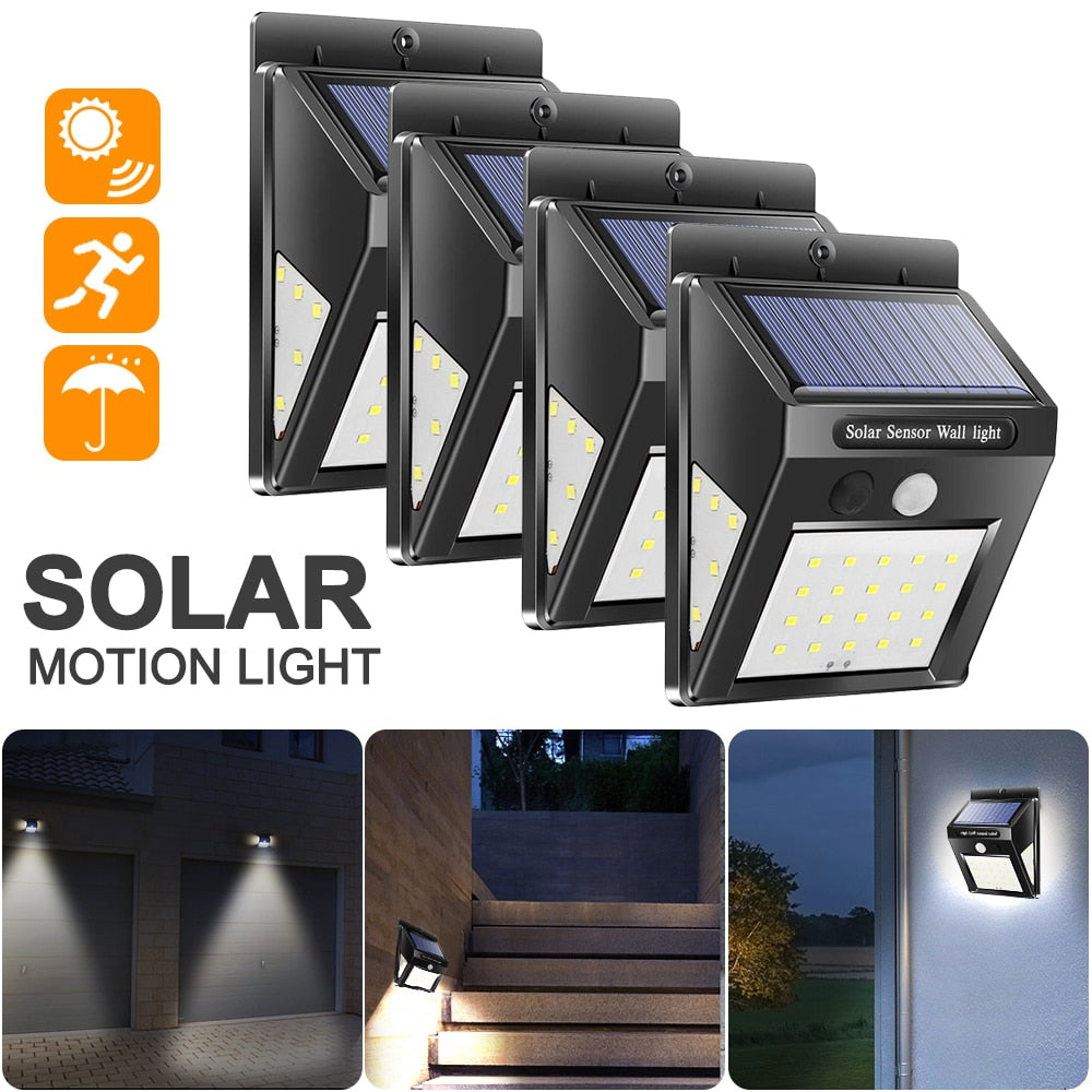 30/40 LED Solar Power Lamp PIR Motion Sensor 1/2/4pcs Solar Wall Light Outdoor Waterproof Energy Saving Garden Security Lamp