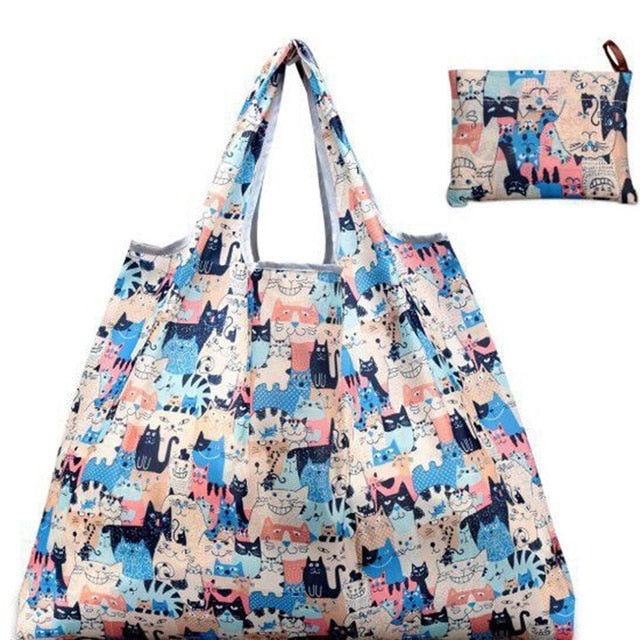 Reusable Foldable Shopping Bag Eco Floral Tote Handbag  Convenient Storage Bags Large Capacity Portable Shoulder Bags